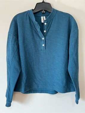 Simons Teal Pj Set Henley Sweater & Shorts Organic Cotton